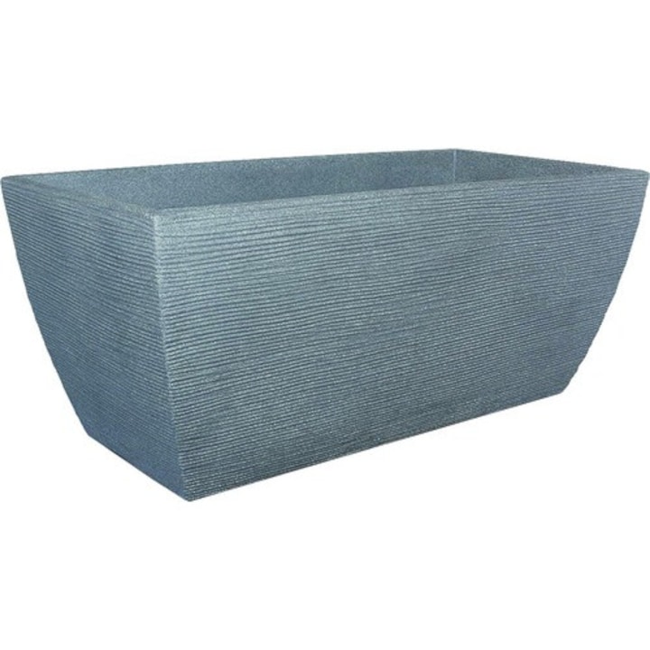 Ghiveci Mare Geli, Striat, Plastic, 80x40x34 Cm, Gri