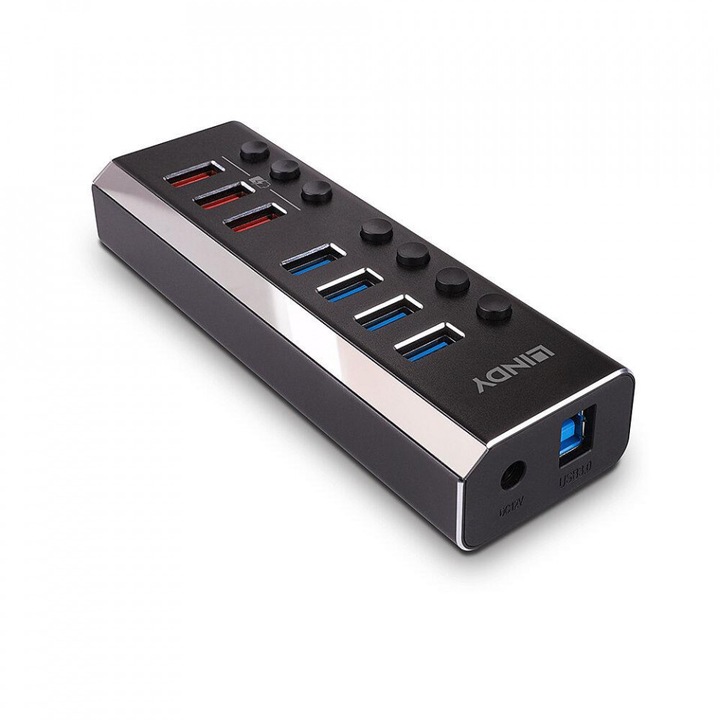 Хъб Lindy 7 порт USB 3.0 3x QuickCharge