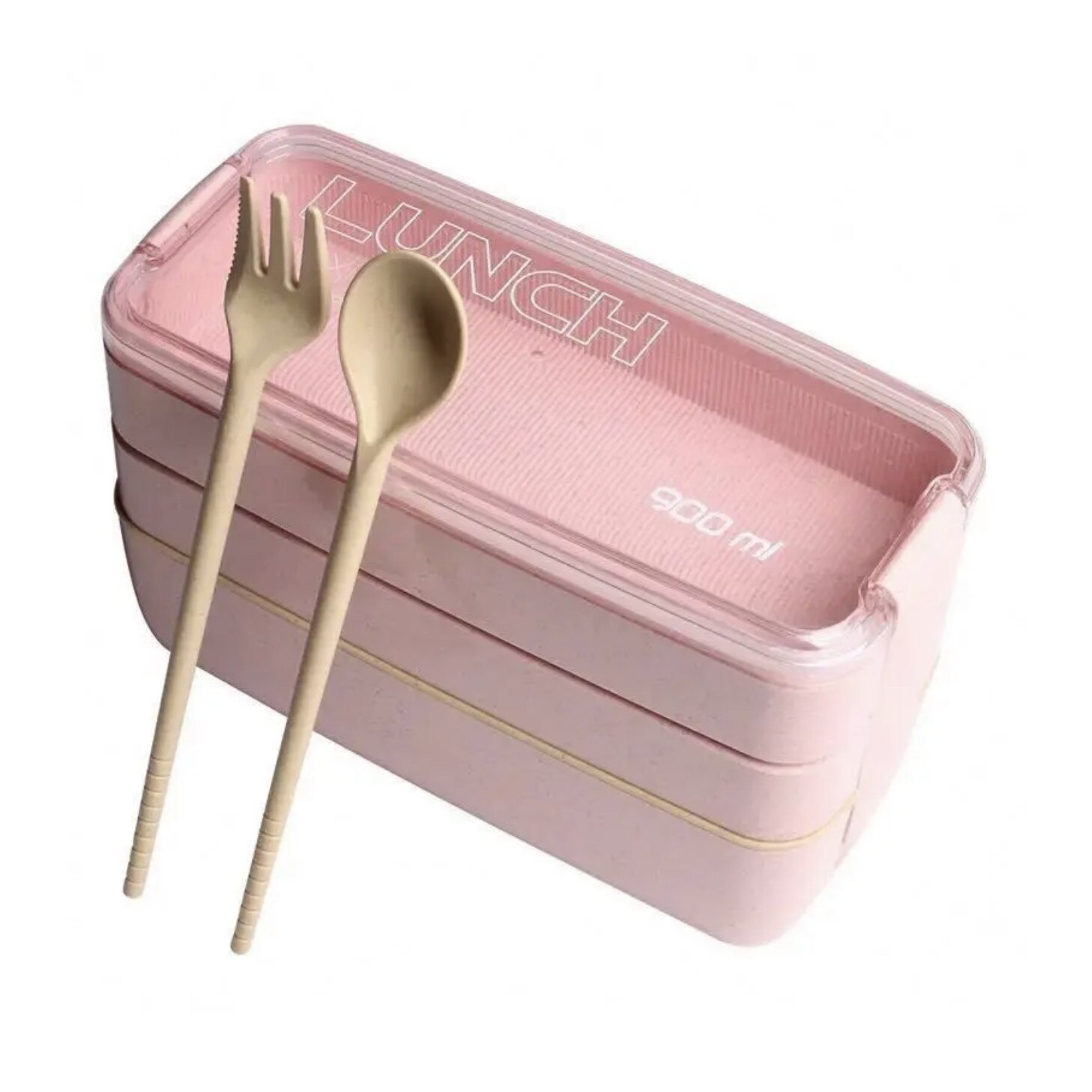 Caserola pentru mancare, 3 spatii depozitare, tacamuri incluse, 900ml ...