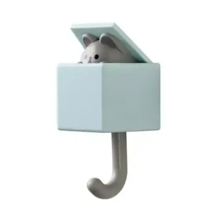 Cuier haios pentru copii - soarece in cutie - albastru