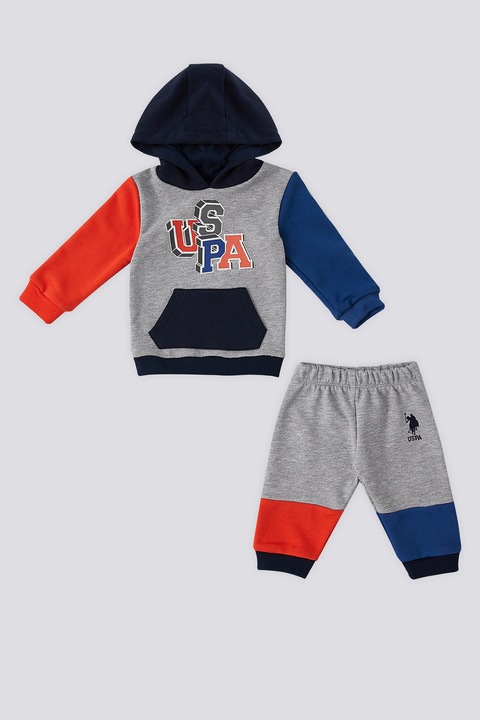 U.S. Polo Assn., Trening din amestec de bumbac, Portocaliu/Gri melange/Albastru, 68-74 CM