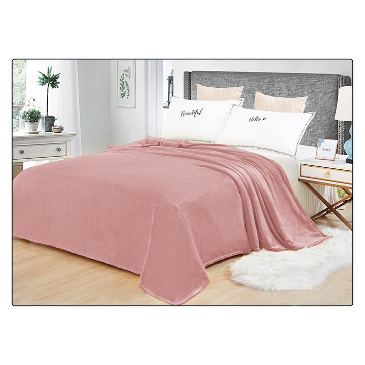 Patura Cocolino Moale Soft pentru Pat Dublu, 200 x 230 cm Roz DNA20