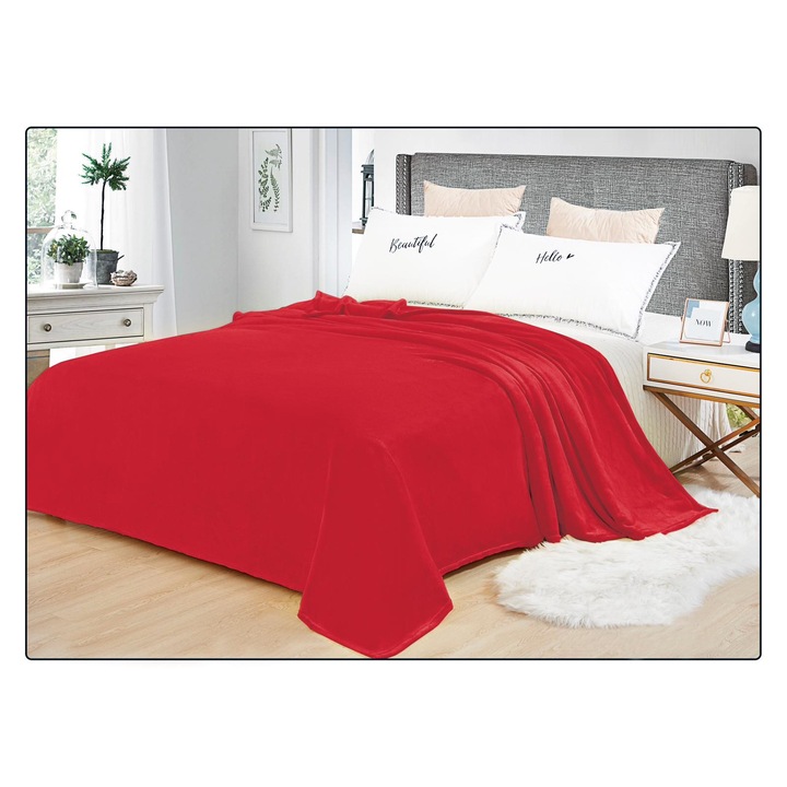 Patura Cocolino Moale Soft pentru Pat Dublu, 200x230 cm Rosu DNA11