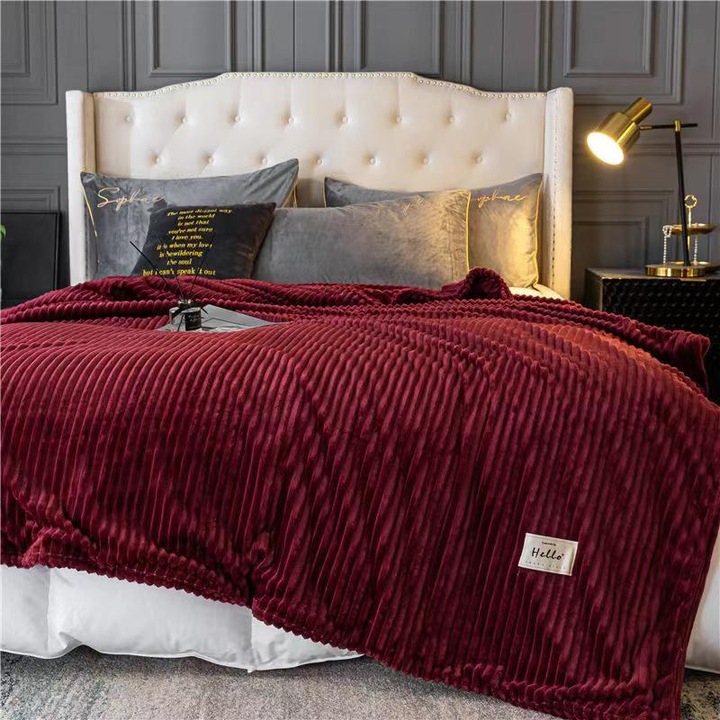 Patura Cocolino Gofrata Pentru Pat Dublu, 200x230 cm Visiniu LJ968