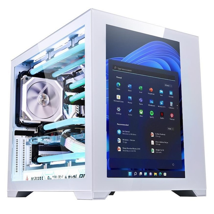 Carcasa 1stPLAYER Gaming SP7 ATX, display 13.3 inch, ARGB, Cube-Tower, fara sursa, alb