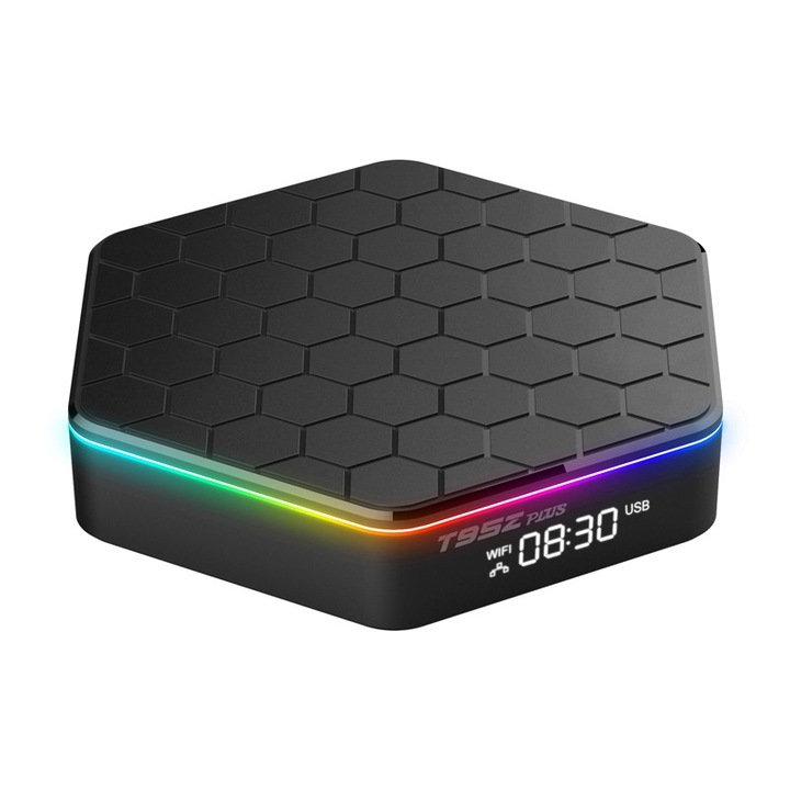 Médialejátszó, Mini PC TV Smart Box, Android 12.6K, kettős WIFI, négymagos, 4G RAM, 32 GB ROM, Bluetooth 5.0, RGB színek, fekete