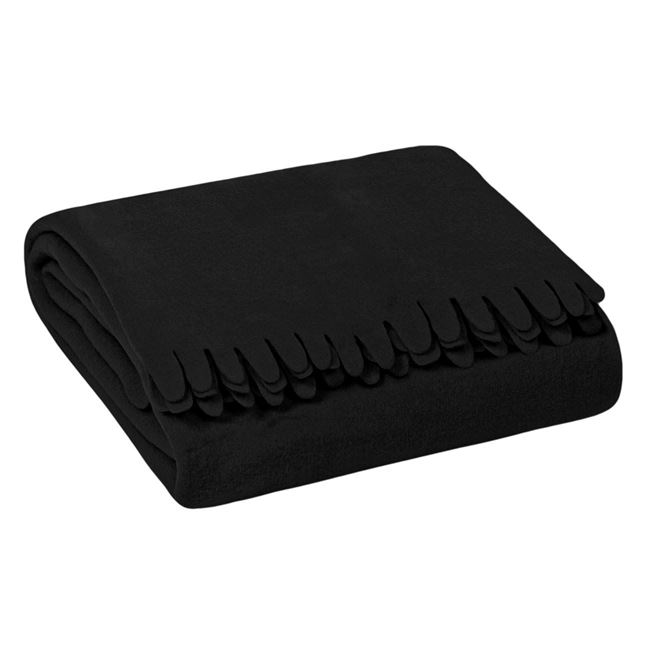 Декоративно одеяло с ресни, черно, размери 170x130см, мека текстура ...