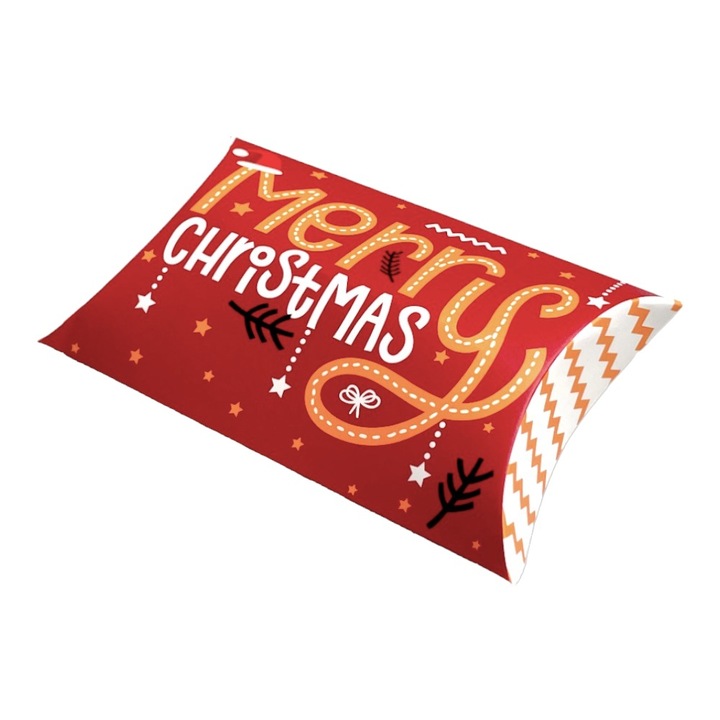 Комплект от 50 коледни кутии във формата на възглавница - модел 2 Merry Christmas, Createur, 12x7.2x2.5cm