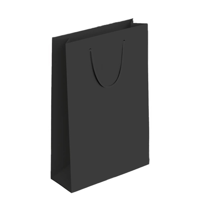 Комплект от 12 правоъгълни подаръчни торбички, обикновени черни, картонени, Createur - Large - 30x41x12cm