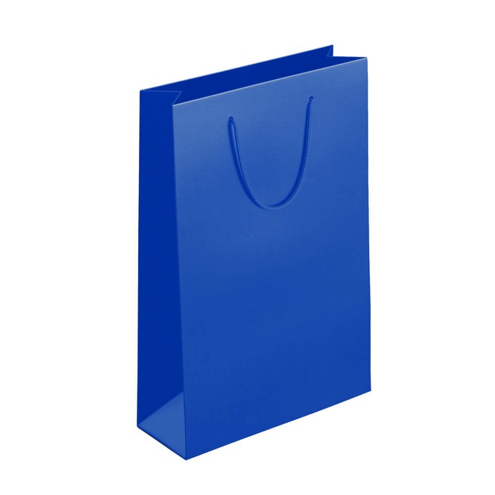 Комплект от 12 правоъгълни подаръчни торбички, обикновени сини, картонени, Createur - големи - 30x41x12 см
