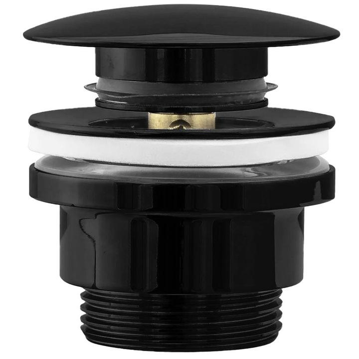 Универсален кран за мивка, Casalena, Click-Clack, Месинг, 45 мм, Черен гланц