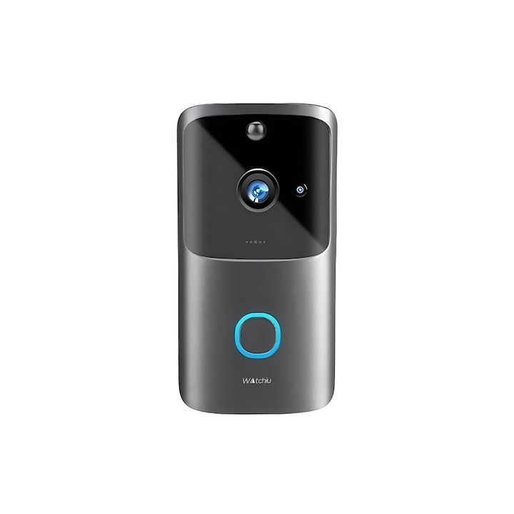 Vezeték nélküli csengő Watchiu videokamerával, 3x elemmel, Smart, Full HD, Night Vision, IR, Vezeték nélküli fény- és hangvevő, Alkalmazás