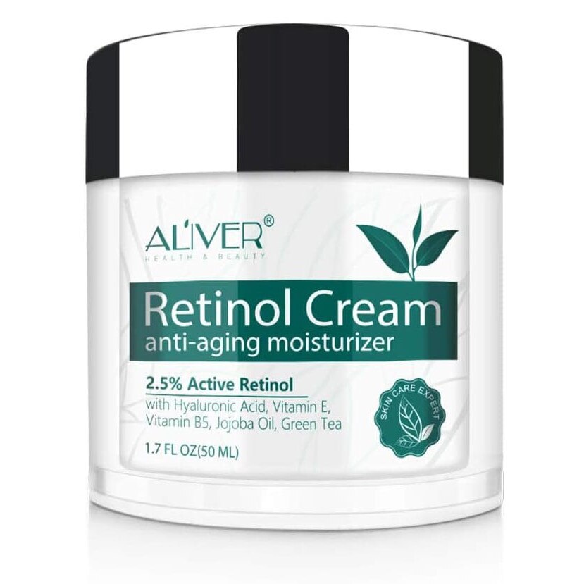 Crema Antirid cu 2.5% Retinol Activ, Acid Hialuronic, Vitamina E & B5, Ulei de Jojoba si Ceai verde Aliver, 50 ml