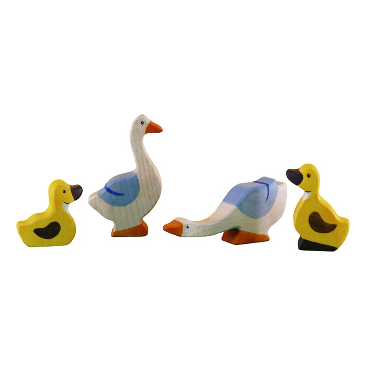 Set 4 Jucarii Ecologice din Lemn, Familie Gaste, Didy Toys