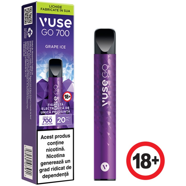 Tigara electronica Vuse GO 700 Grape Ice 20mg/ml - eMAG.ro