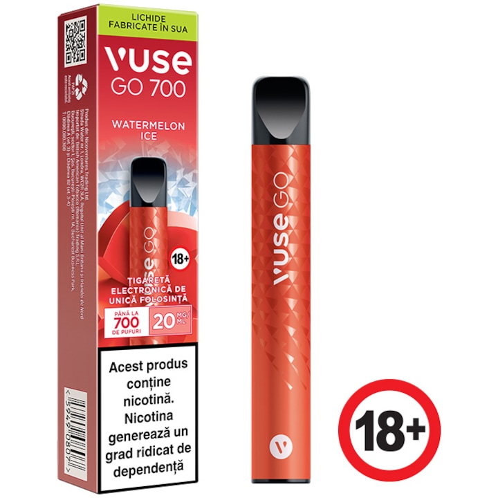 Tigara electronica Vuse GO 700 Watermelon Ice 20mg/ml - eMAG.ro