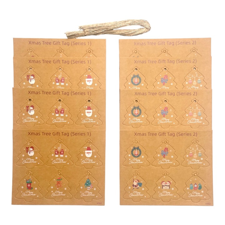 Комплект 48 етикетчета за елха с канап, Createur, модел 7