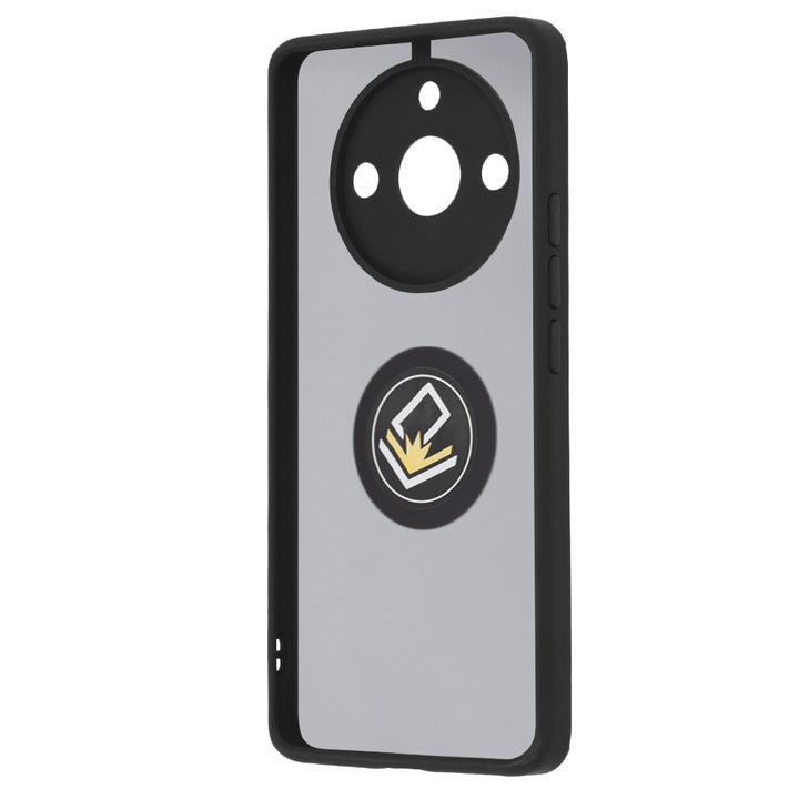 Husa de protectie compatibila cu Realme 11 Pro / 11 Pro+, Glinth, TPU, cu inel, Negru-Transparent