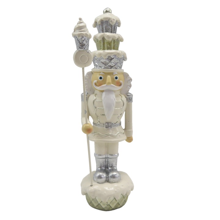 Diótörő figura ezüst bézs polirezin 5x5x16 cm