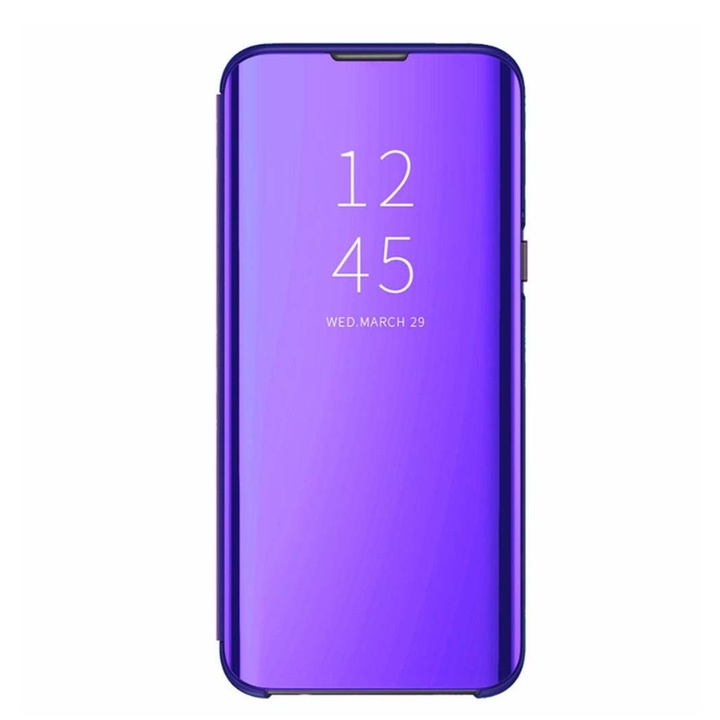 Защитен флип капак, съвместим със Samsung Galaxy Note 10, Clear View, пластмасов, лилав