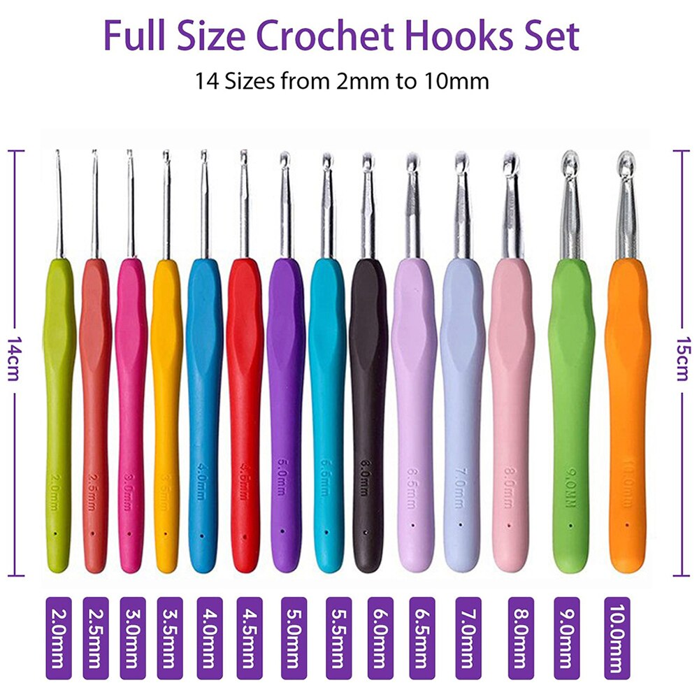 Set de crosetat, ZJZ, 49 piese, cu geanta depozitare, Multicolor - eMAG.ro