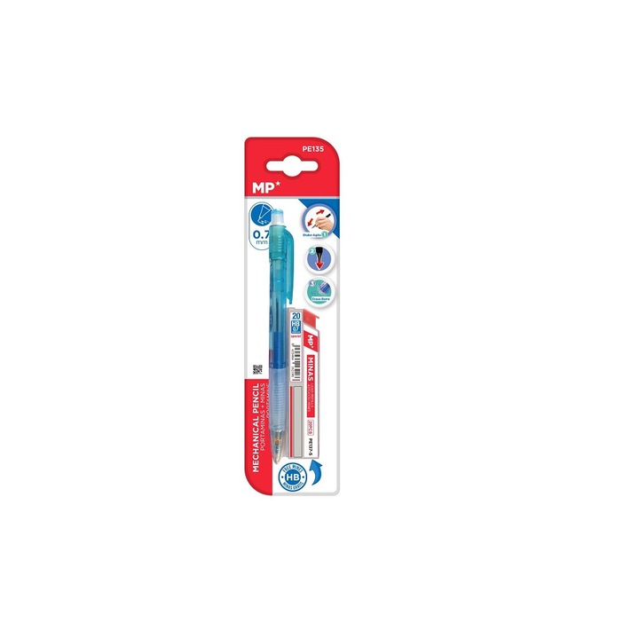 Creion mecanic cu corp rotund din plastic transparent