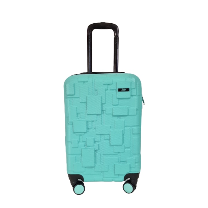 Troler cabina, My Luggage LEGO, 55X33X25cm, roti duble, fermoar impermeabil, culoare Verde aquamarine
