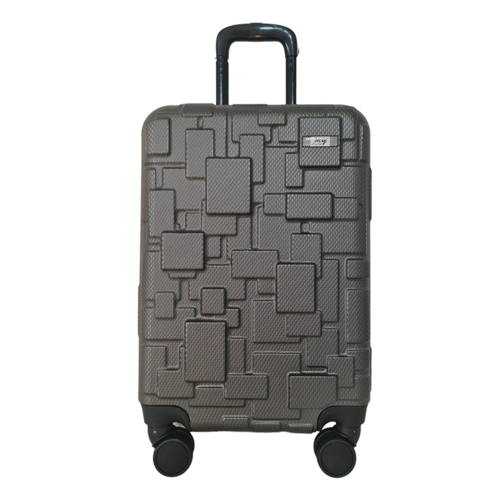 Troler cabina, My Luggage LEGO, 55X33X25cm, roti duble, fermoar impermeabil, culoare Antracit/fermoar Negru