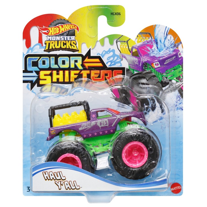 Masinuta Hot Wheels Monster Trucks - Color Shifters, Haul Y'All, 1:64
