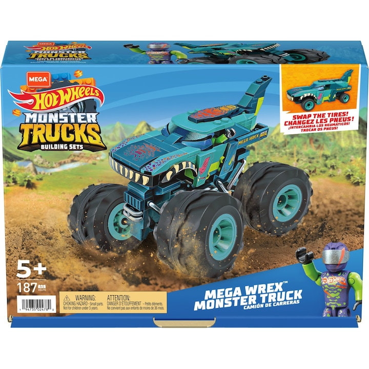 Конструктор Mega Bloks - Hot Wheels Monster Truck, Mega Wrex, 187 части