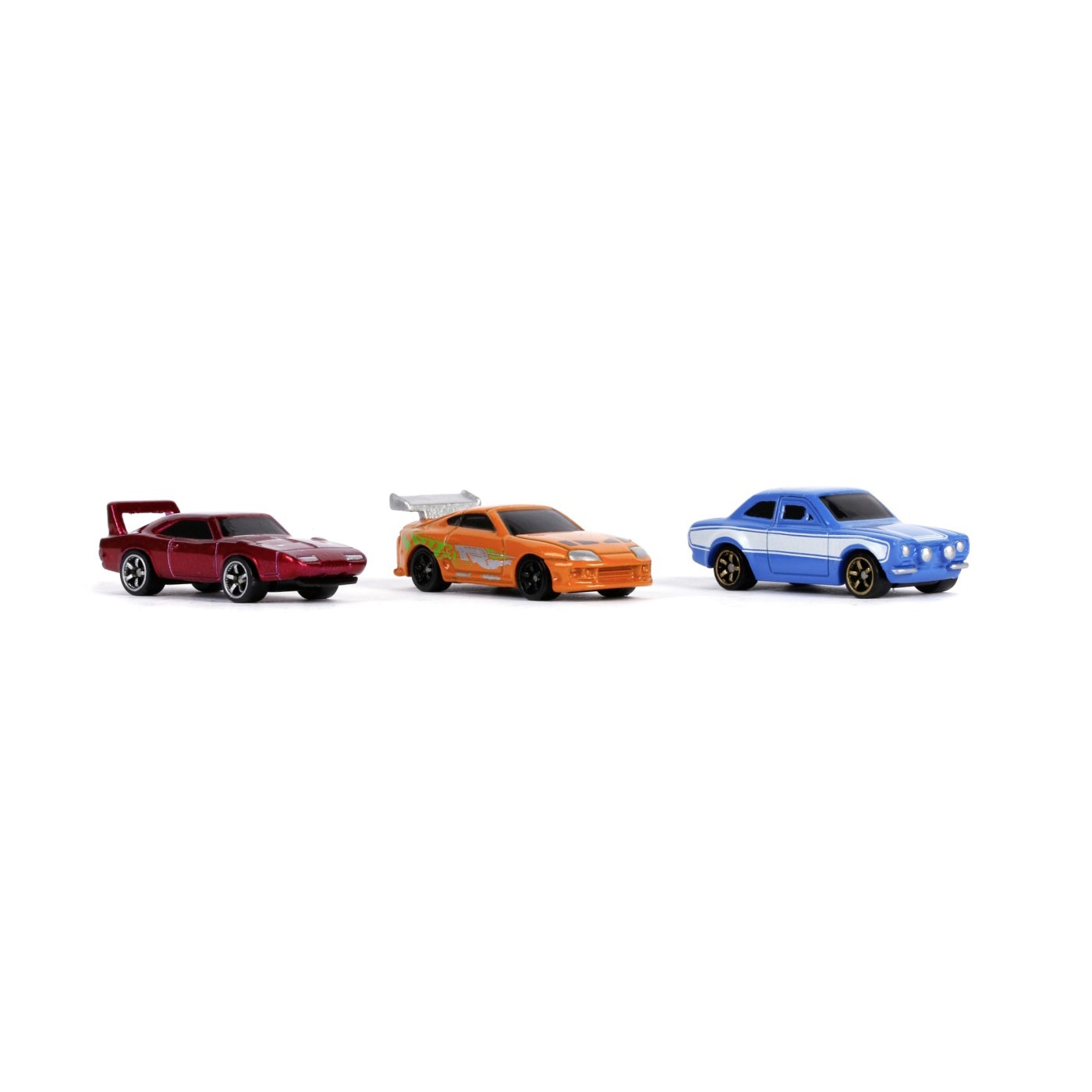Jada Toys Fast & Furious Set of 3 Nano Toy Cars, 1995 Toyota Supra, 1969  Dodge Charger Daytona, 1974 Ford Escort, Die-Cast, 4cm