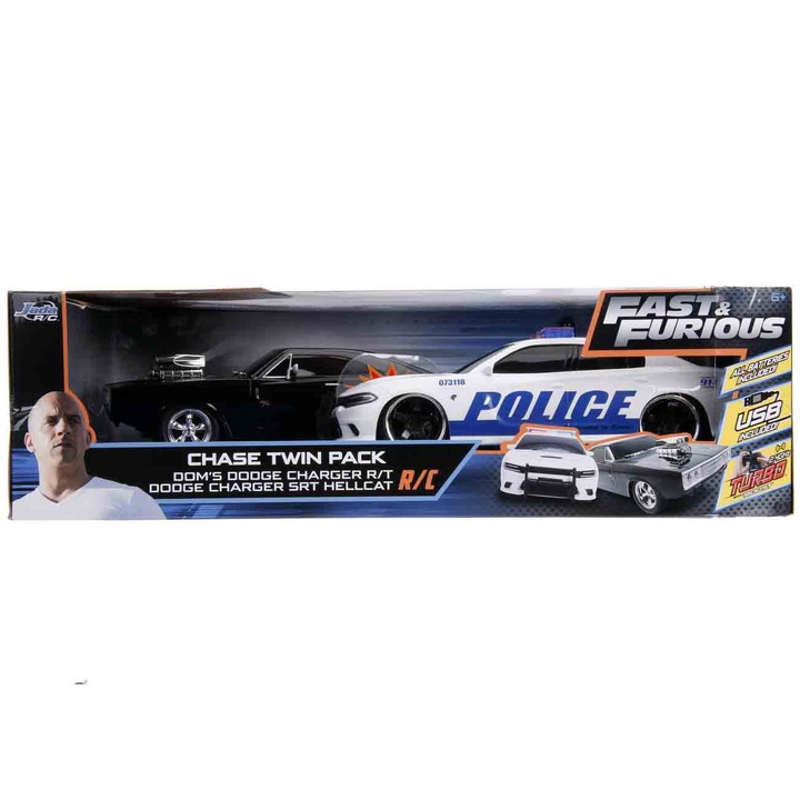 Set 2 masinute Jada Toys RC - Fast and Furious, Toyota Supra & Dodge Charger SRT