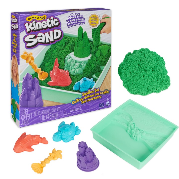 Set Kinetic Sand - Nisip Kinetic, Set Complet, verde