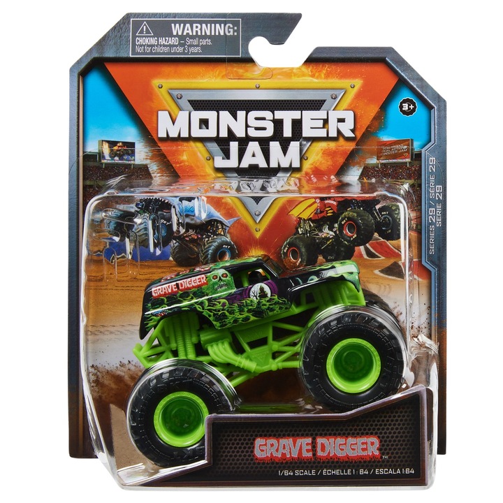 Количка Monster Jam - Grave Digger, 1:64