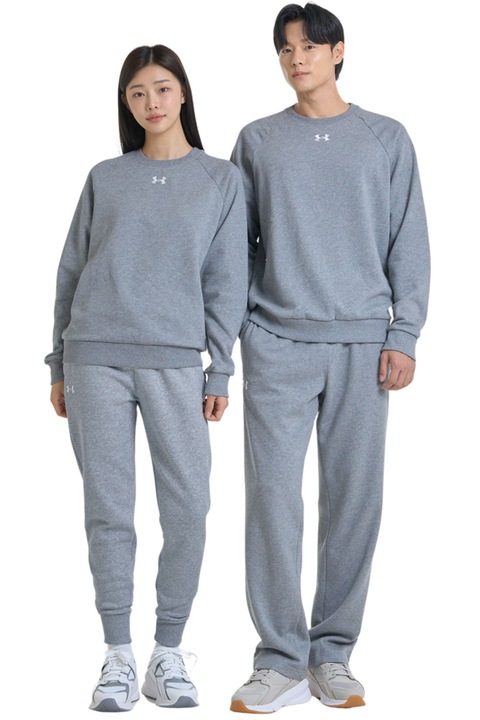 Under Armour, Bluza cu decolteu la baza gatului si maneci raglan pentru fitness Rival, Albastru lavanda/Gri melange