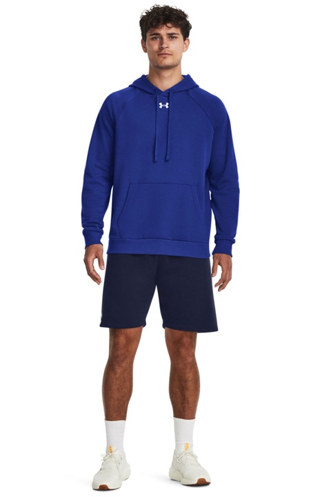 Under Armour, Фитнес худи Rival със свободна кройка, Бял/Кралско Синьо