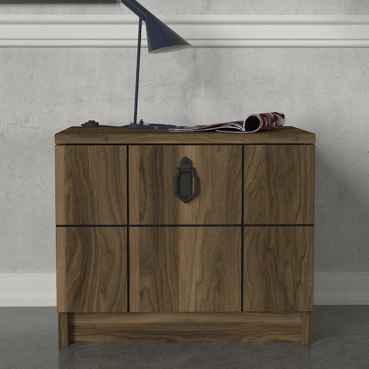 Noptiera UnicUtil®, 49 x 35 x 41 cm, Cu Un Spatiu de Depozitare Deschis si Design Minimalist, Ideala Pentru Dormitor, Living, Camera de Oaspeti sau Hol, Structura Stabila din PAL, Asamblare Usoara, Culoare Maro