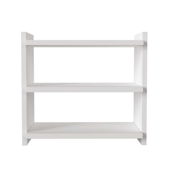 Etajera Organizator, UnicUtil, 43.6 x 16.6 x 40 cm, 3 Polite pentru Pahare, Mirodenii si Produse Machiaj, Montare De Sine Statator, Finisaj Melaminat, Suporta Pana la 15 kg, Ideala pentru Bucatarie sau Baie, Design Modern, Neasamblata, Alb