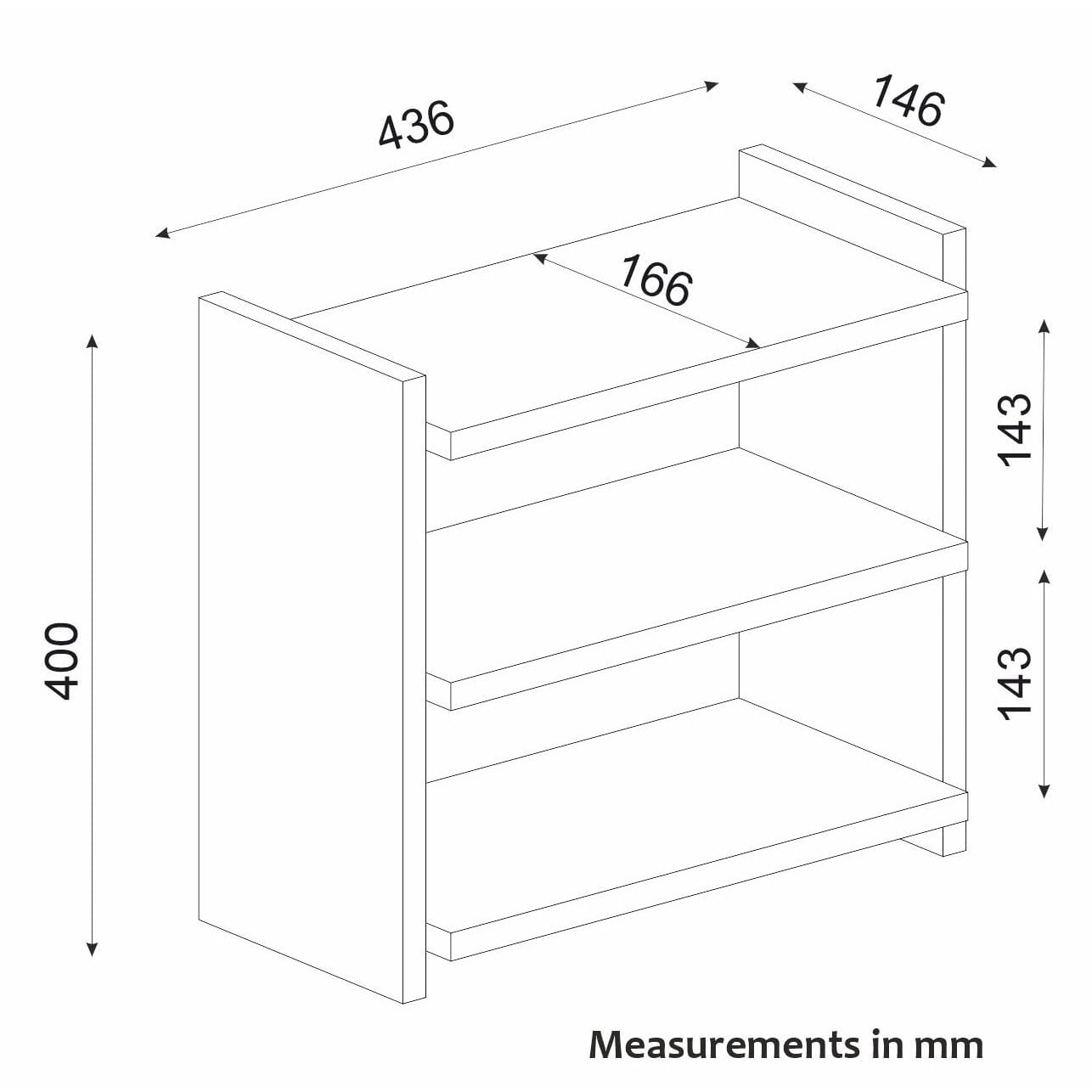 Etajera organizator unicutil 43 6 x 14 6 x 40 cm 3 polite pentru