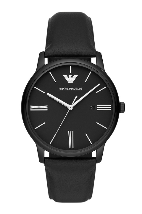 Emporio Armani, Кварцов часовник от неръждаема стомана, Черен