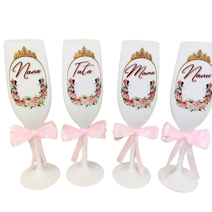 Set 4 pahare botez Minnie Mouse 210 ml