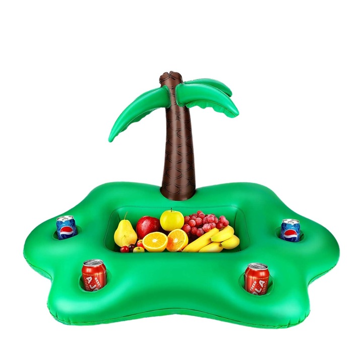 Jormftte felfújható italtartó, pálmafa modell, 4 férőhelyes poharaknak, úszó bár, medencéhez