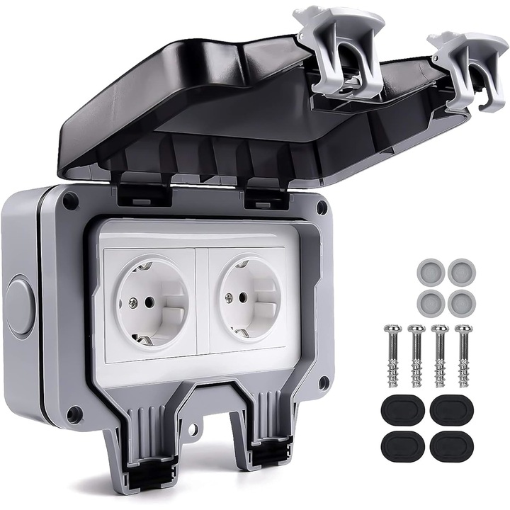 Водоустойчив външен контакт, QttvbTna, IP66, ABS, 220-240V AC, 13A