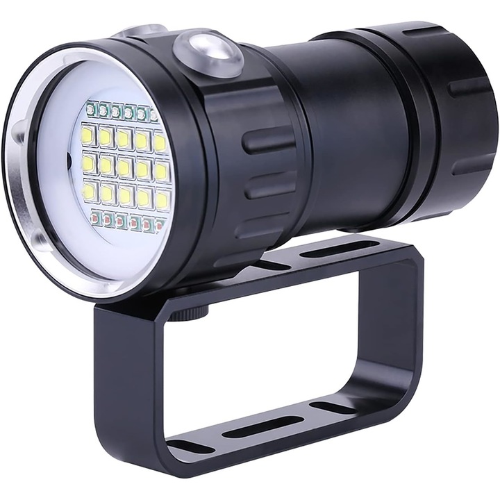 Фенер за гмуркане Mmgoqqt, LED, водоустойчивост IPX8, ъгъл на лъча 120 градуса, 80 м под вода, черен