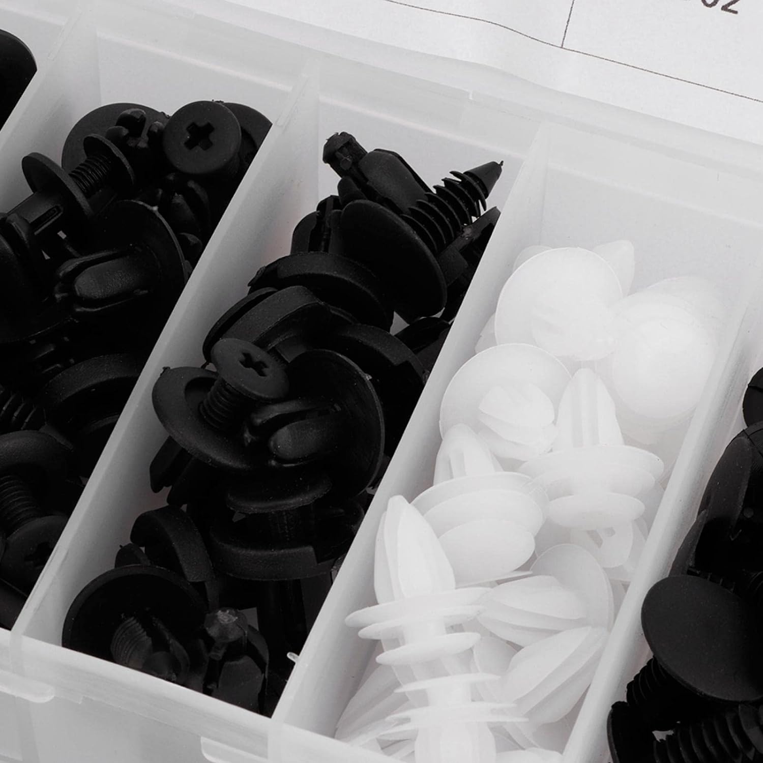 Set 100 cleme de fixare pentru masina, Mmgoqqt, Plastic, Negru/Alb ...