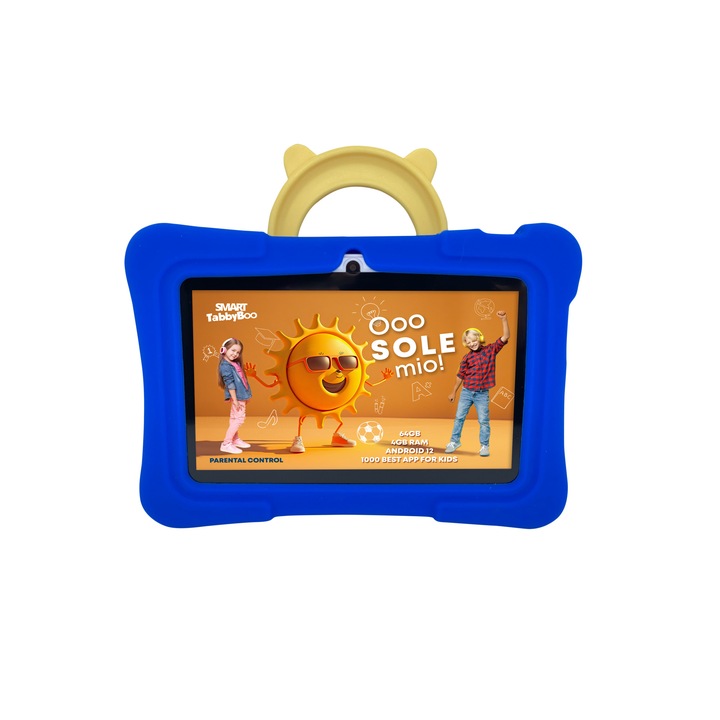 Детски таблет SMART TabbyBoo Sole Fun, 4GB RAM, 64GB, Android 12, 1000 игри и образователни дейности за деца, син