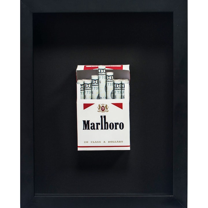 Keretes doboz cigaretta, Marlboro Red, Dollar Bills, Handmade