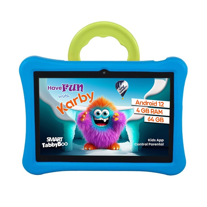 Детски таблет SMART TabbyBoo Karby Fun, 4GB RAM, 64GB, Android 12, WiFi 6, 10" IPS, син