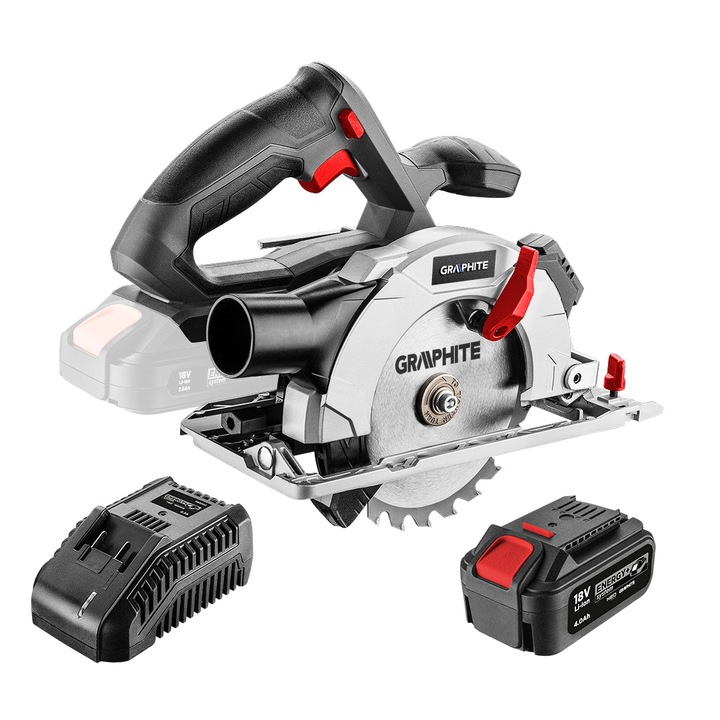 Комплект циркуляр, Графит, Батерия 4ah+зарядно, Сребрист