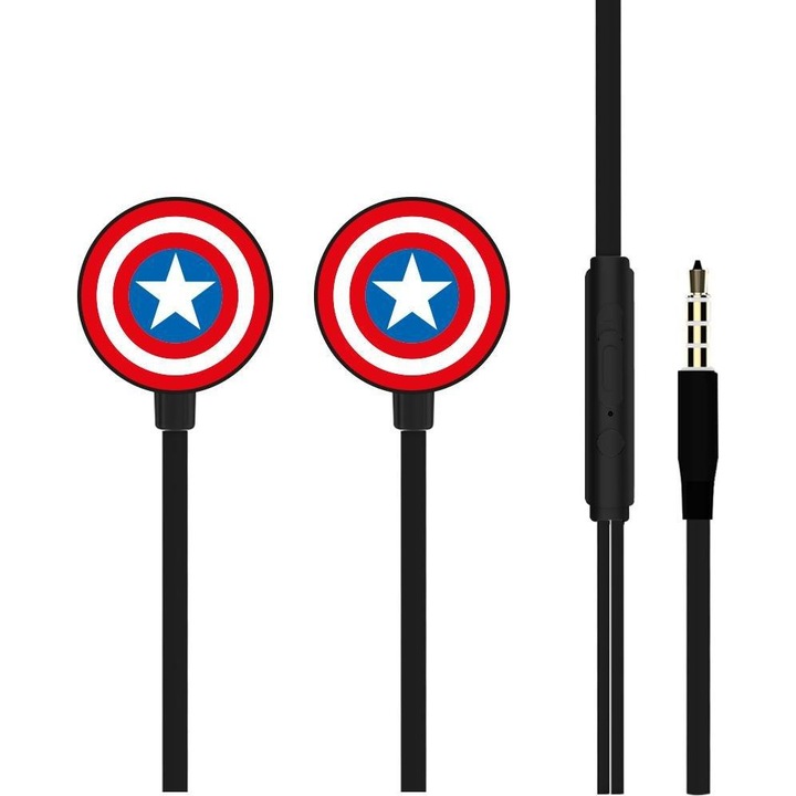 Casti intraauriculare Captain America, Marvel, Poliuretan/Aluminiu